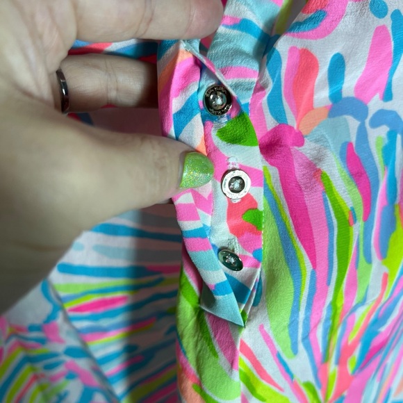 Lilly Pulitzer Stacey Shellabrate Sleeveless Silk Tank Blouse, Medium - Picture 4 of 8